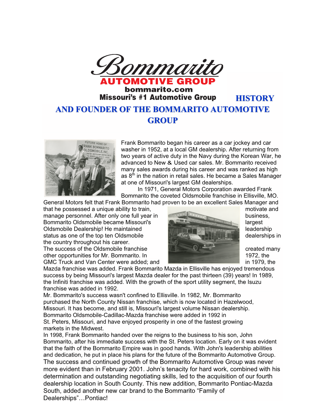 History and Founder of the Bommarito Automotive Group