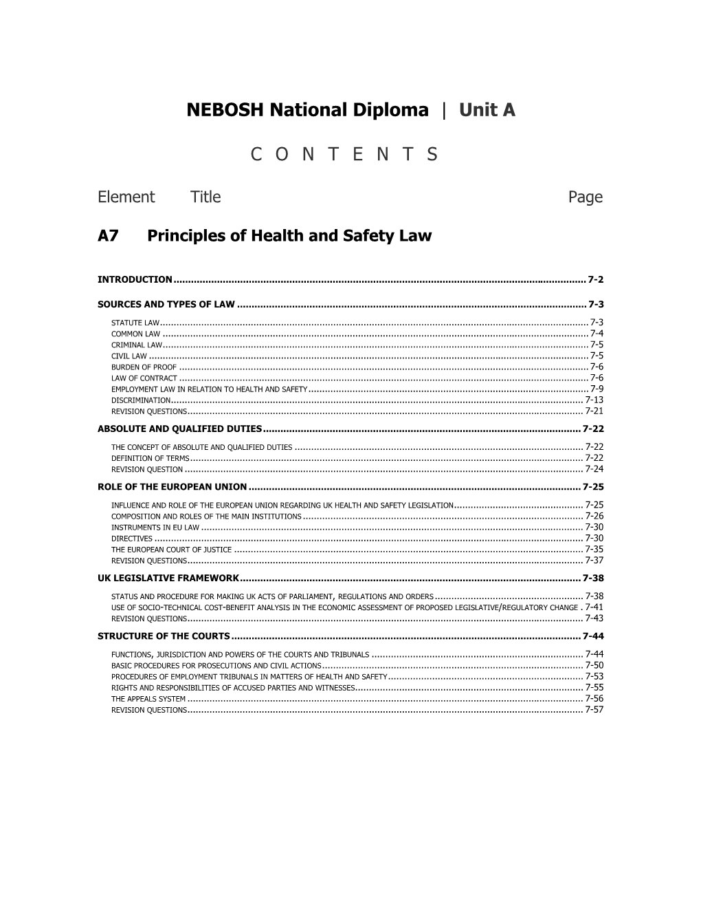 Principles of Halth and Safety