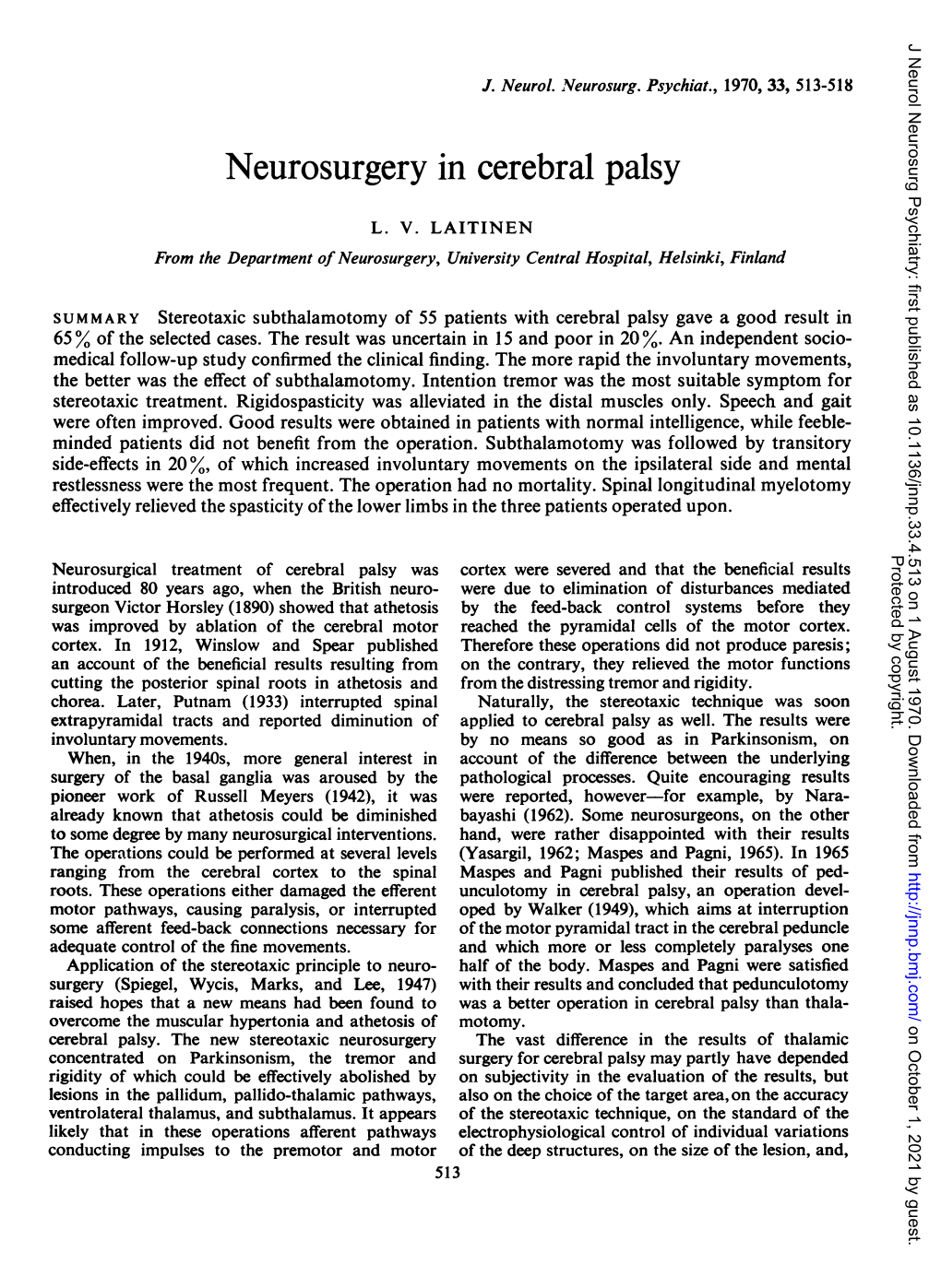 Neurosurgery in Cerebral Palsy