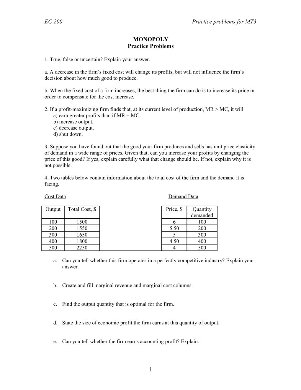 Topic:Profit Maximization s1