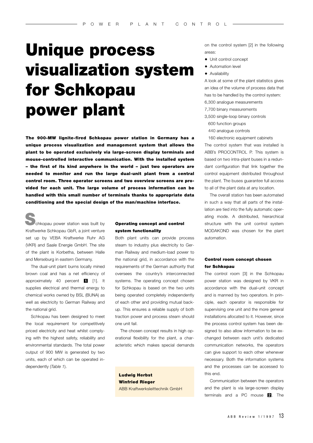 Unique Process Visualization System for Schkopau Power Plant S