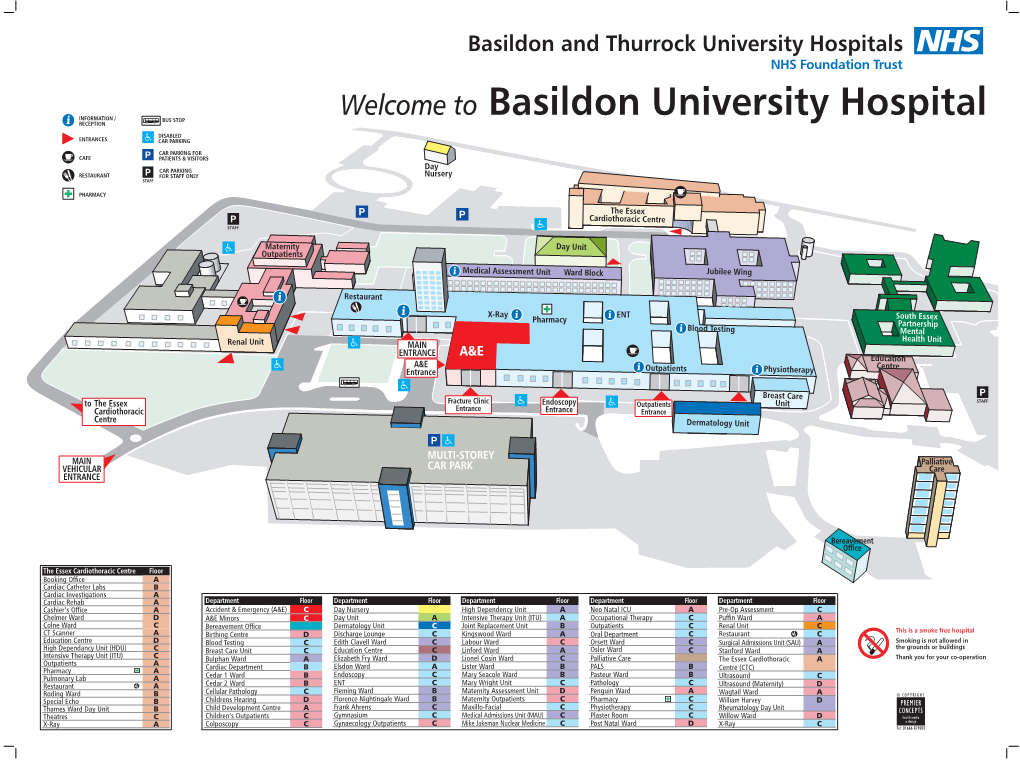 Basildon and Thurrock University Hospitals NHS Foundation Trust Welcome to INFORMATION / BUS STOP Basildon University Hospital RECEPTION