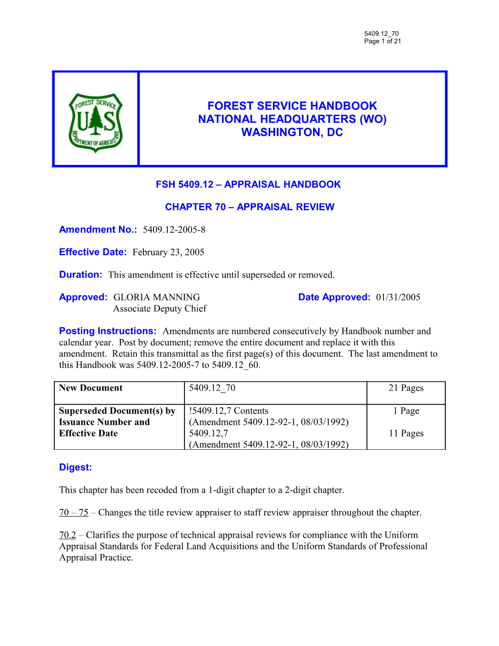 Fsh 5409.12 Appraisal Handbook