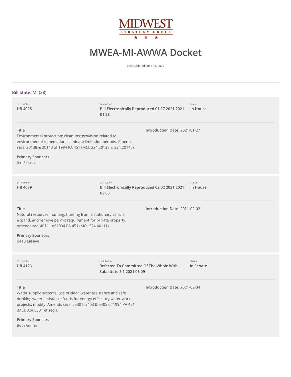 MWEA-MI-AWWA Docket