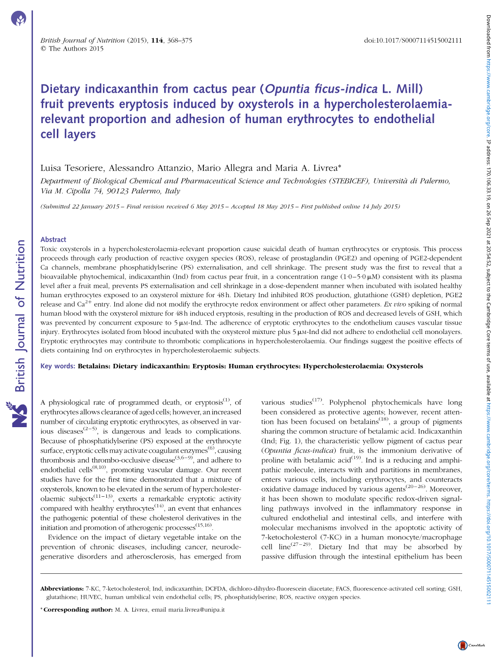 British Journal of Nutrition (2015), 114, 368–375 Doi:10.1017/S0007114515002111 Q the Authors 2015