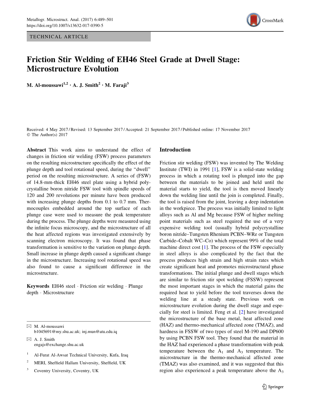 Friction Stir Welding of EH46 Steel Grade at Dwell Stage: Microstructure Evolution