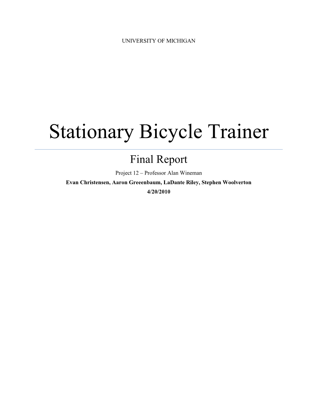 Stationary Bicycle Trainer