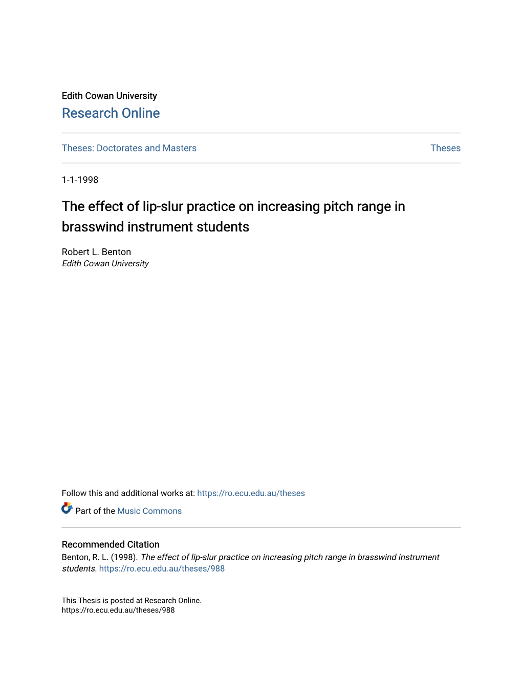 The Effect of Lip-Slur Practice on Increasing Pitch Range in Brasswind Instrument Students