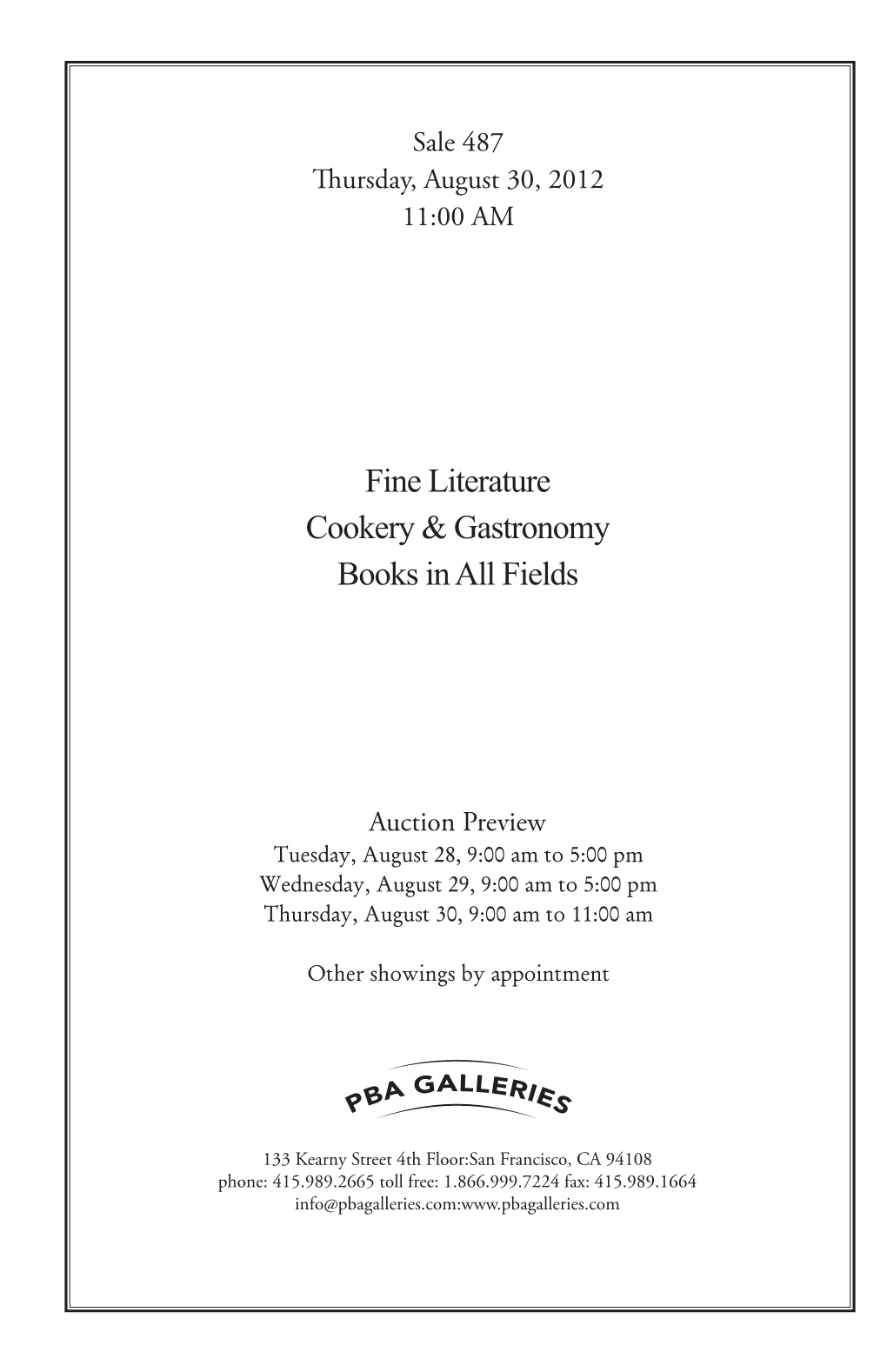 Fine Literature Cookery & Gastronomy Books in All Fields