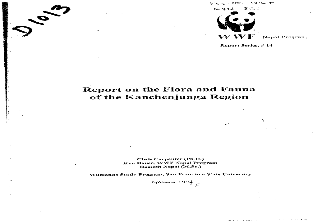Report on the Flora and Fauna of the Kanchenjunga Region
