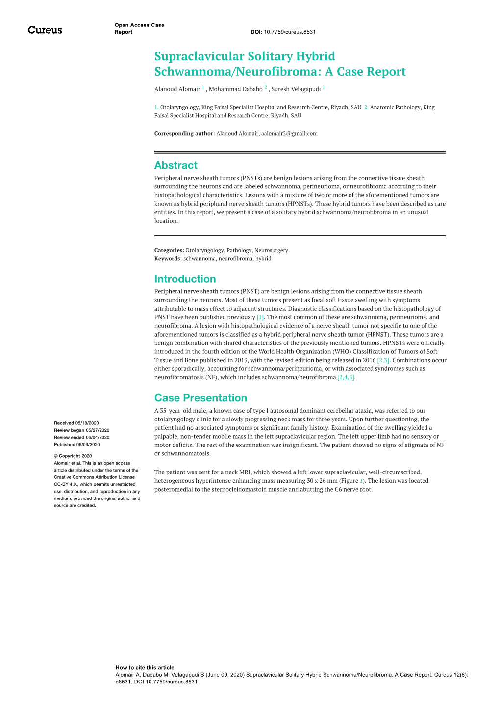 Supraclavicular Solitary Hybrid Schwannoma/Neurofibroma: a Case Report