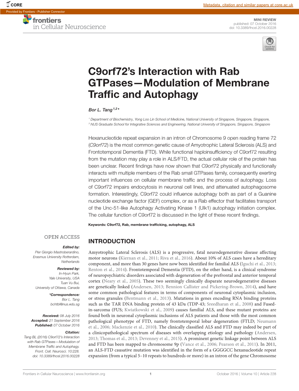 C9orf72's Interaction with Rab Gtpases—Modulation Of