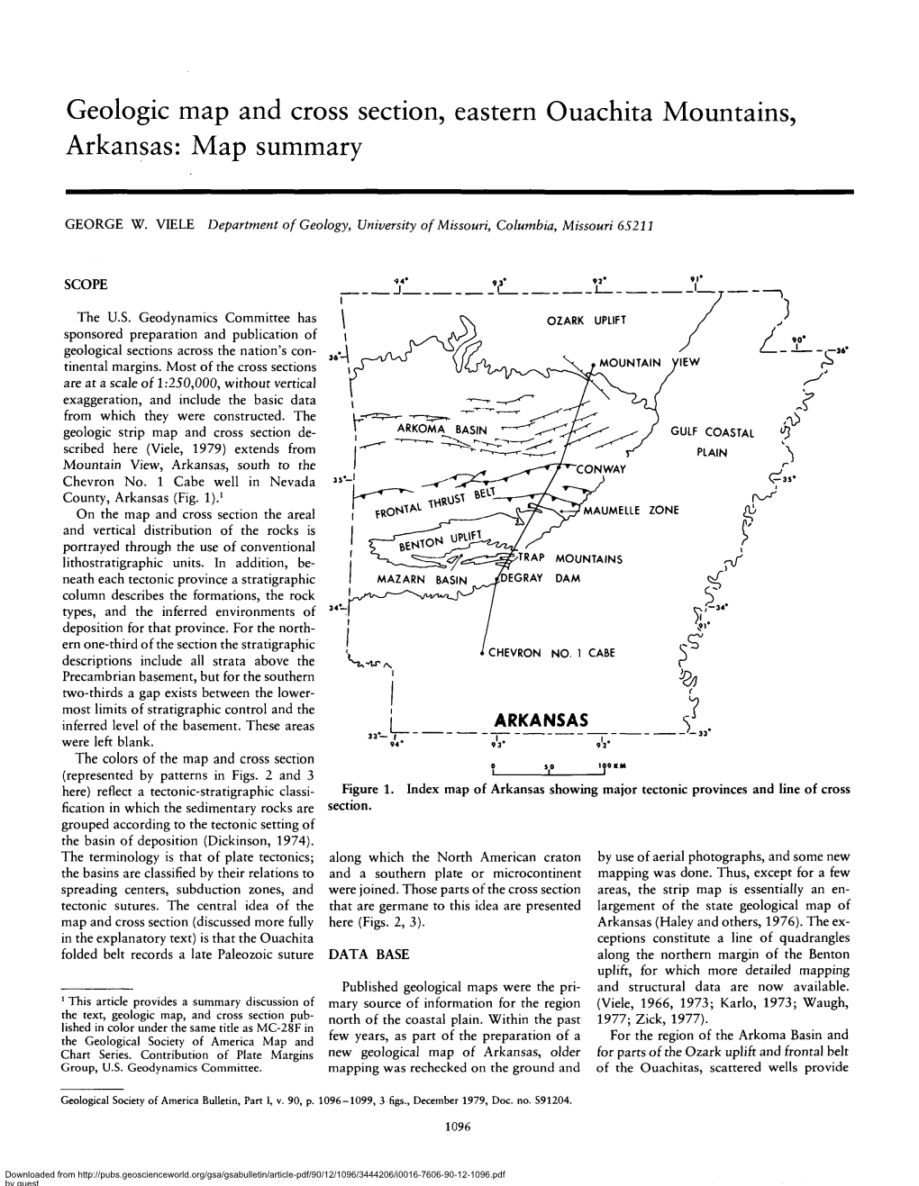 Geologie Map and Cross Section, Eastern Ouachita Mountains, Arkansas: Map Summary