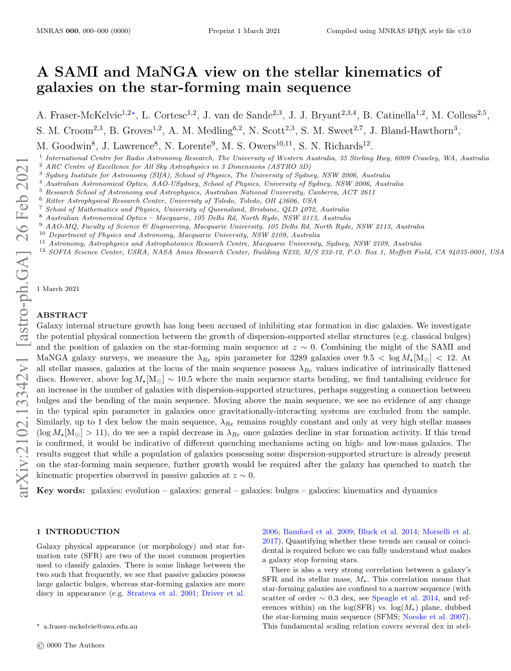 A SAMI and Manga View on the Stellar Kinematics of Galaxies on the Star-Forming Main Sequence