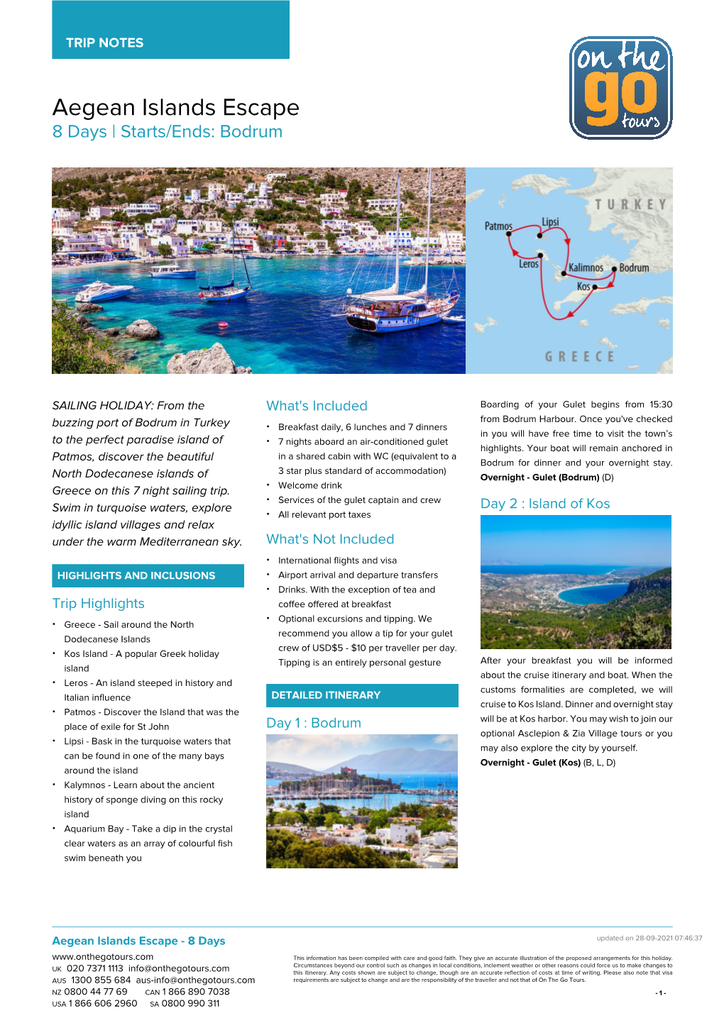 Aegean Islands Escape 8 Days | Starts/Ends: Bodrum