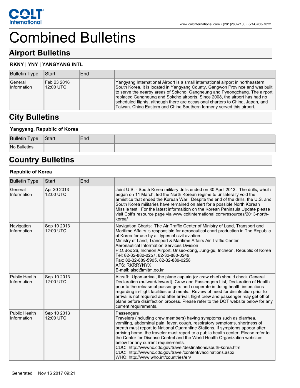 Combined Bulletins Airport Bulletins