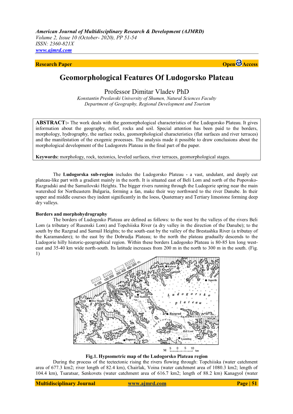 Geomorphological Features of Ludogorsko Plateau
