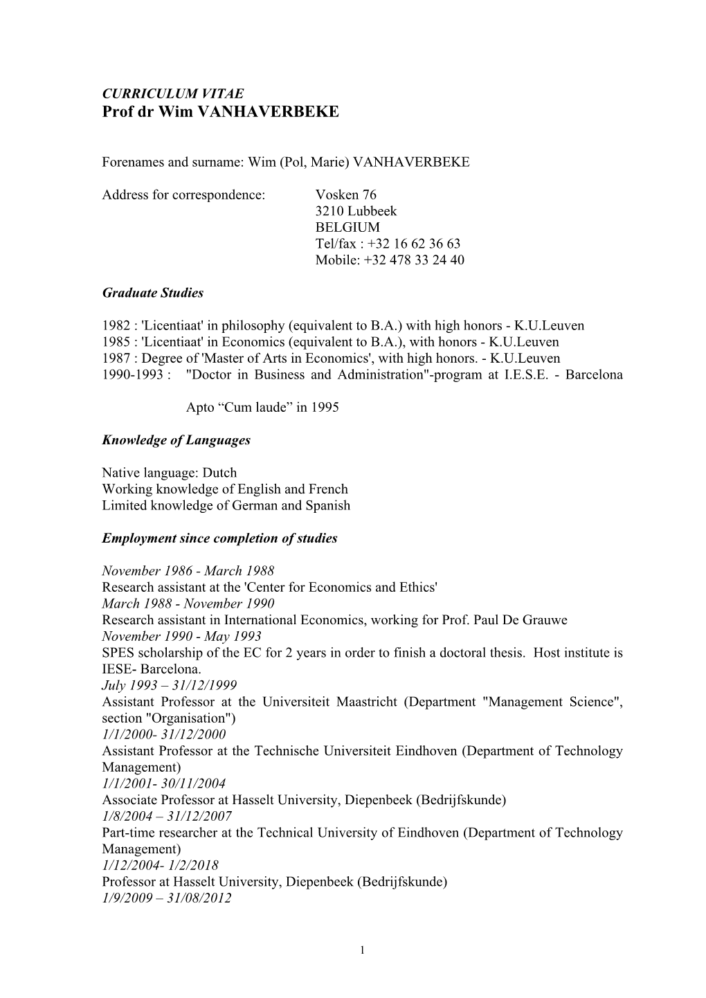 Curriculum Vitae 29092019