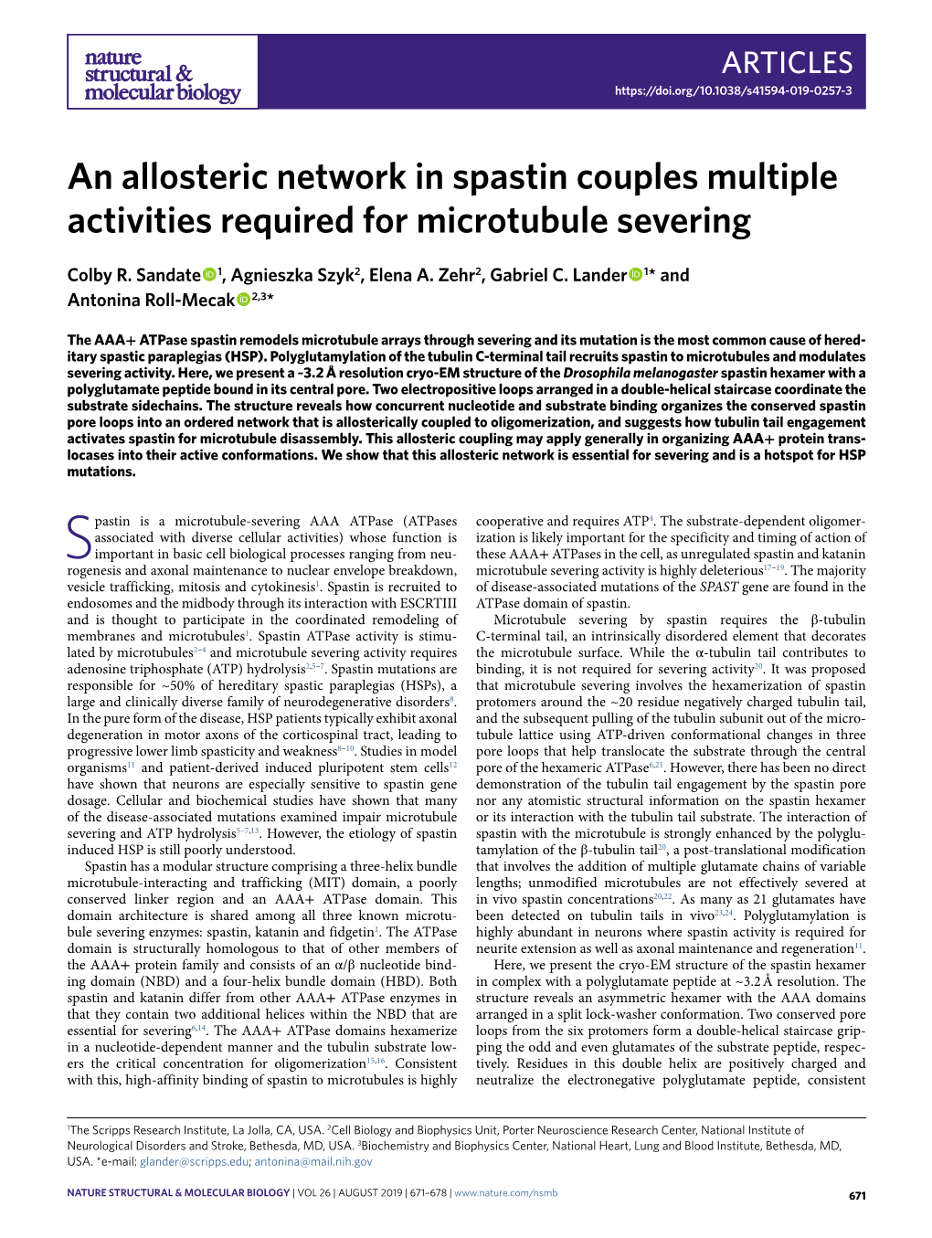 An Allosteric Network in Spastin Couples Multiple Activities Required for Microtubule Severing