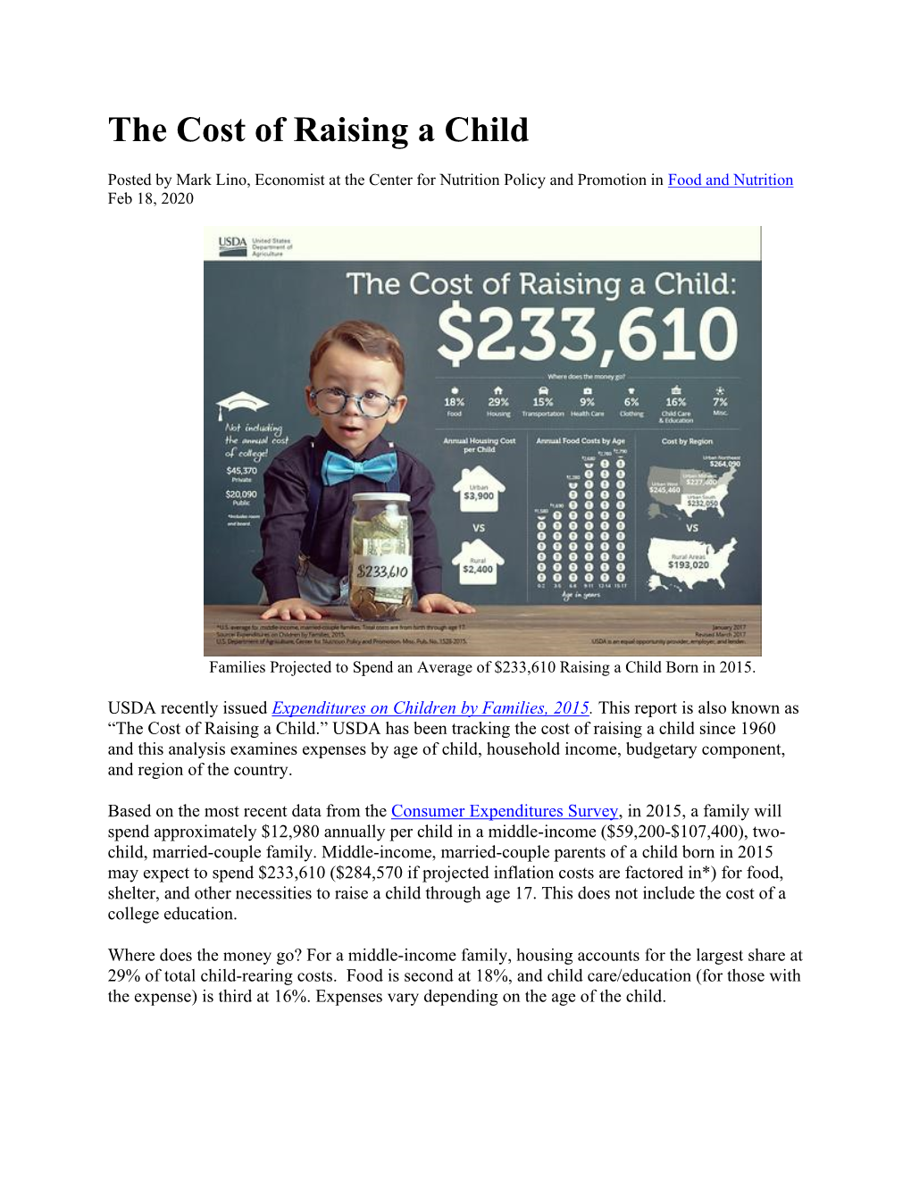 The Cost of Raising a Child