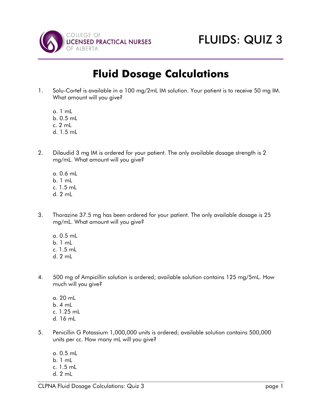 Fluids: Quiz 3