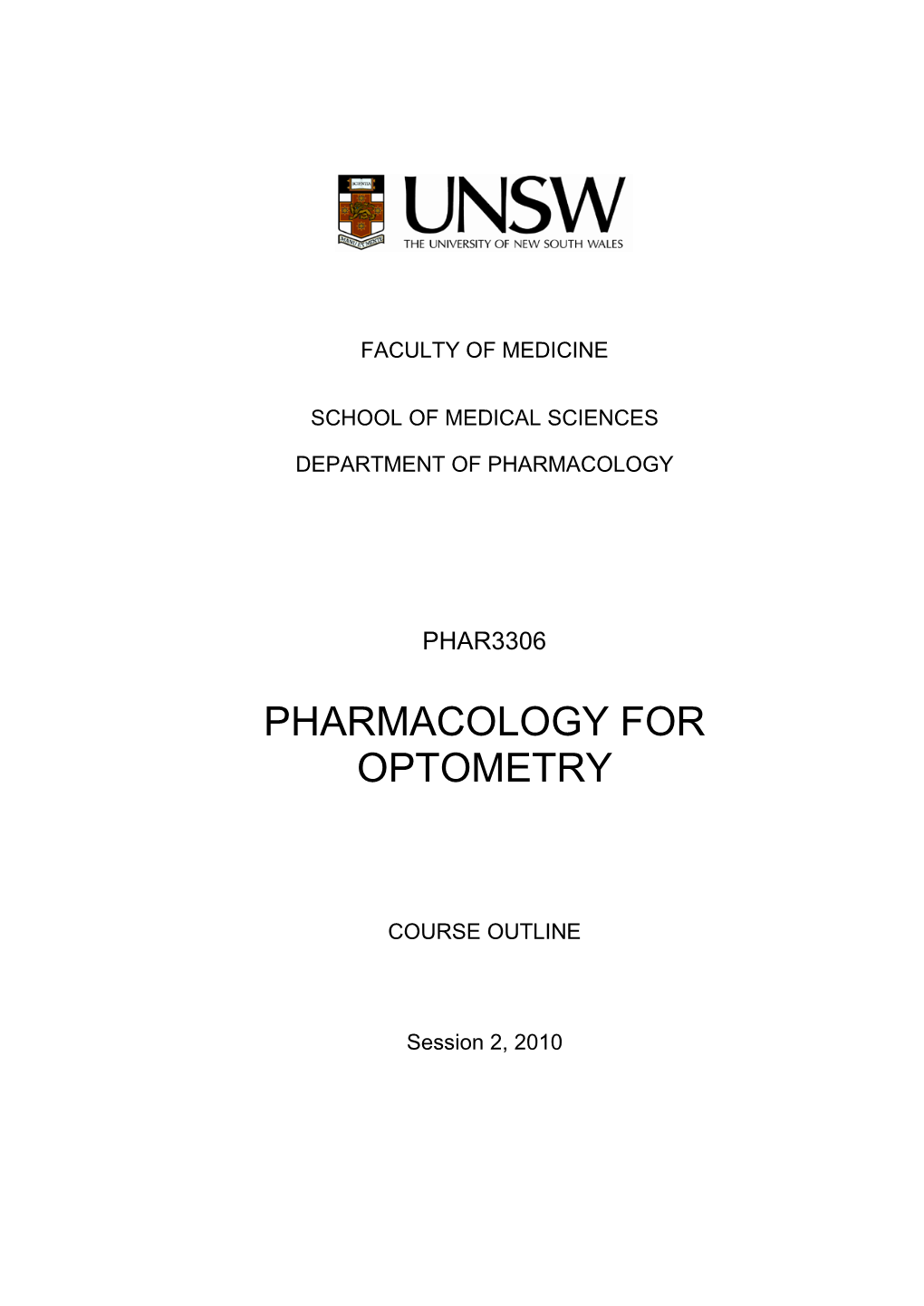 Pharmacology for Optometry