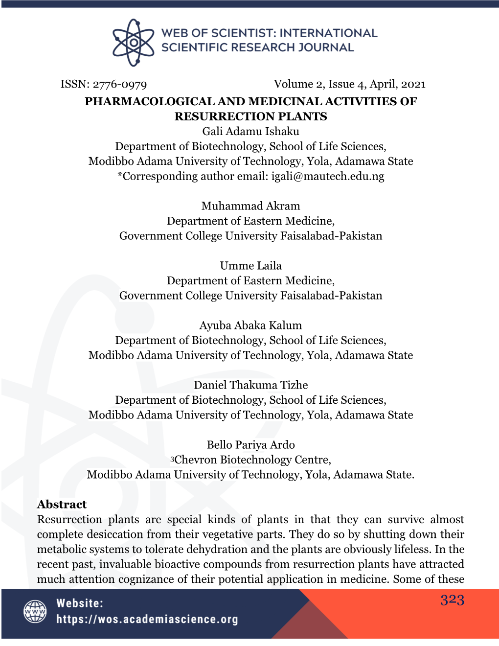 2776-0979 Volume 2, Issue 4, April, 2021 PHARMACOLOGICAL AND