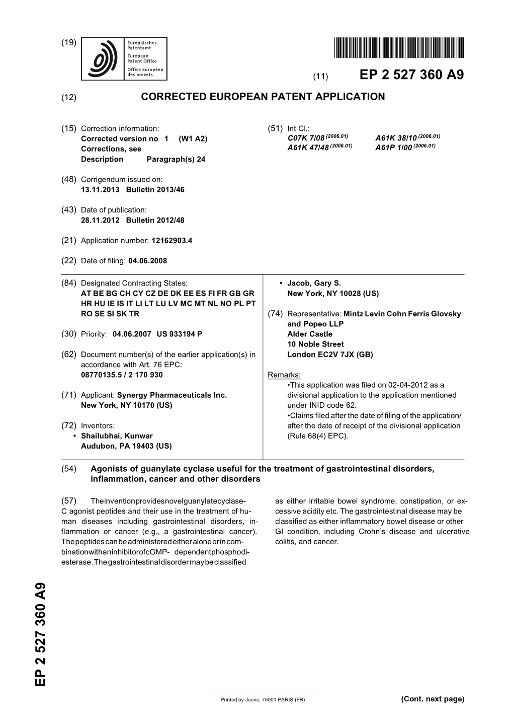 Agonists of Guanylate Cyclase Useful for the Treatment of Gastrointestinal Disorders, Inflammation, Cancer and Other Disorders