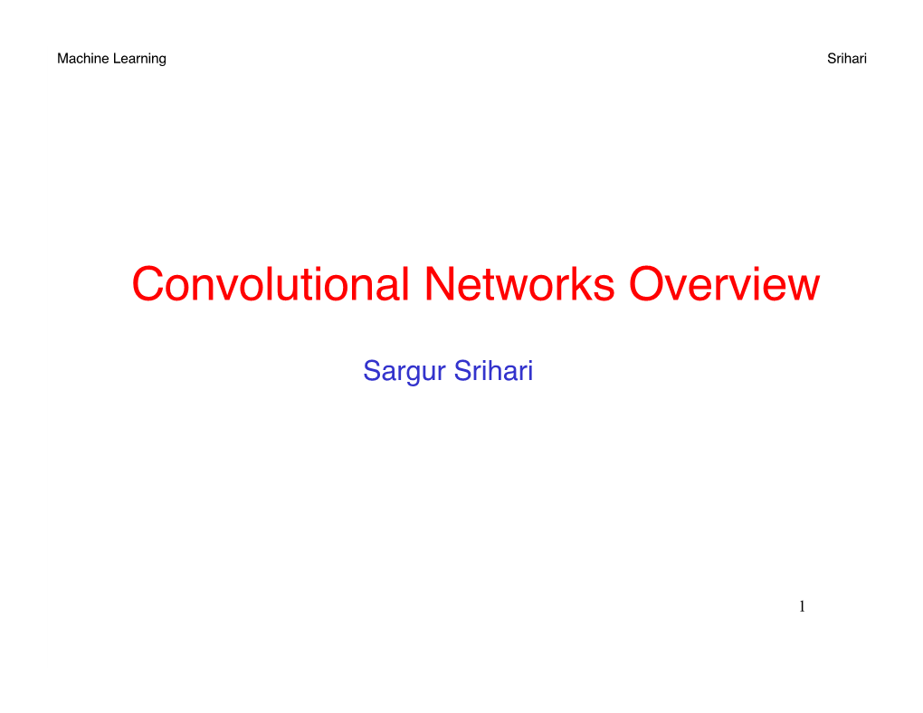 Convolutional Networks Overview