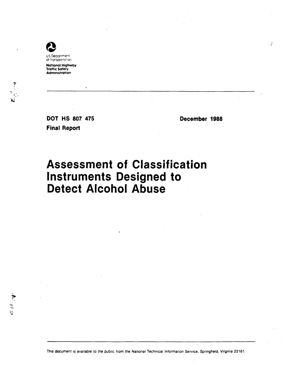 Assessment of Classification Instruments Designed to Detect Alcohol Abuse