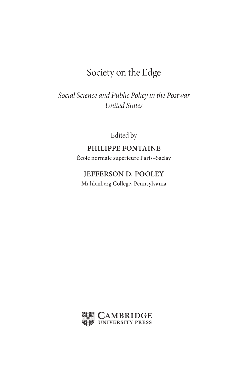 “Introduction: Whose Social Problems?” Society on the Edge