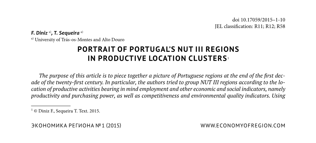 Portrait of Portugal's Nut Iii Regions in Productive