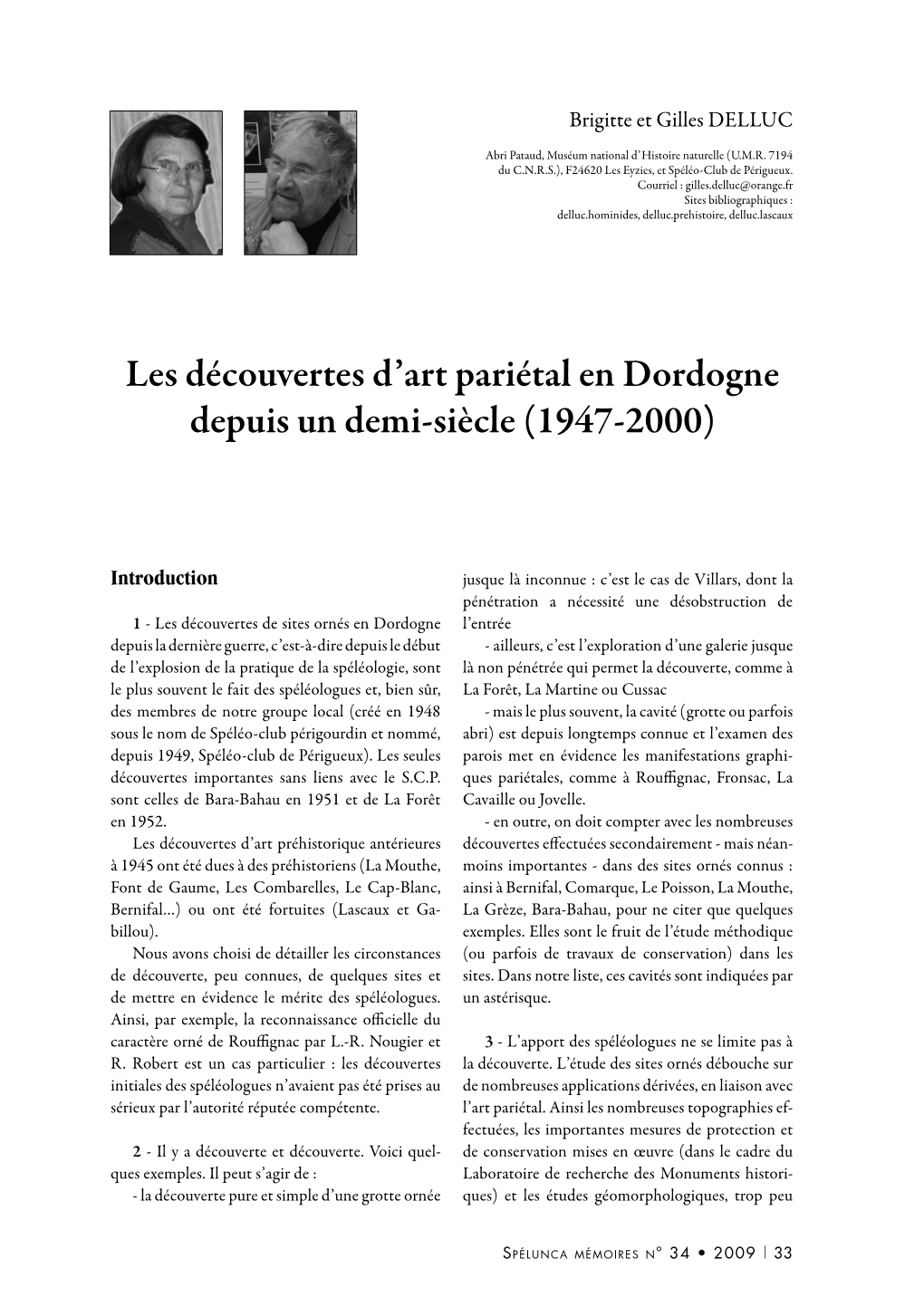 L'histoire Des Découvertes 1947-2000 D'art Pariétal En Dordogne