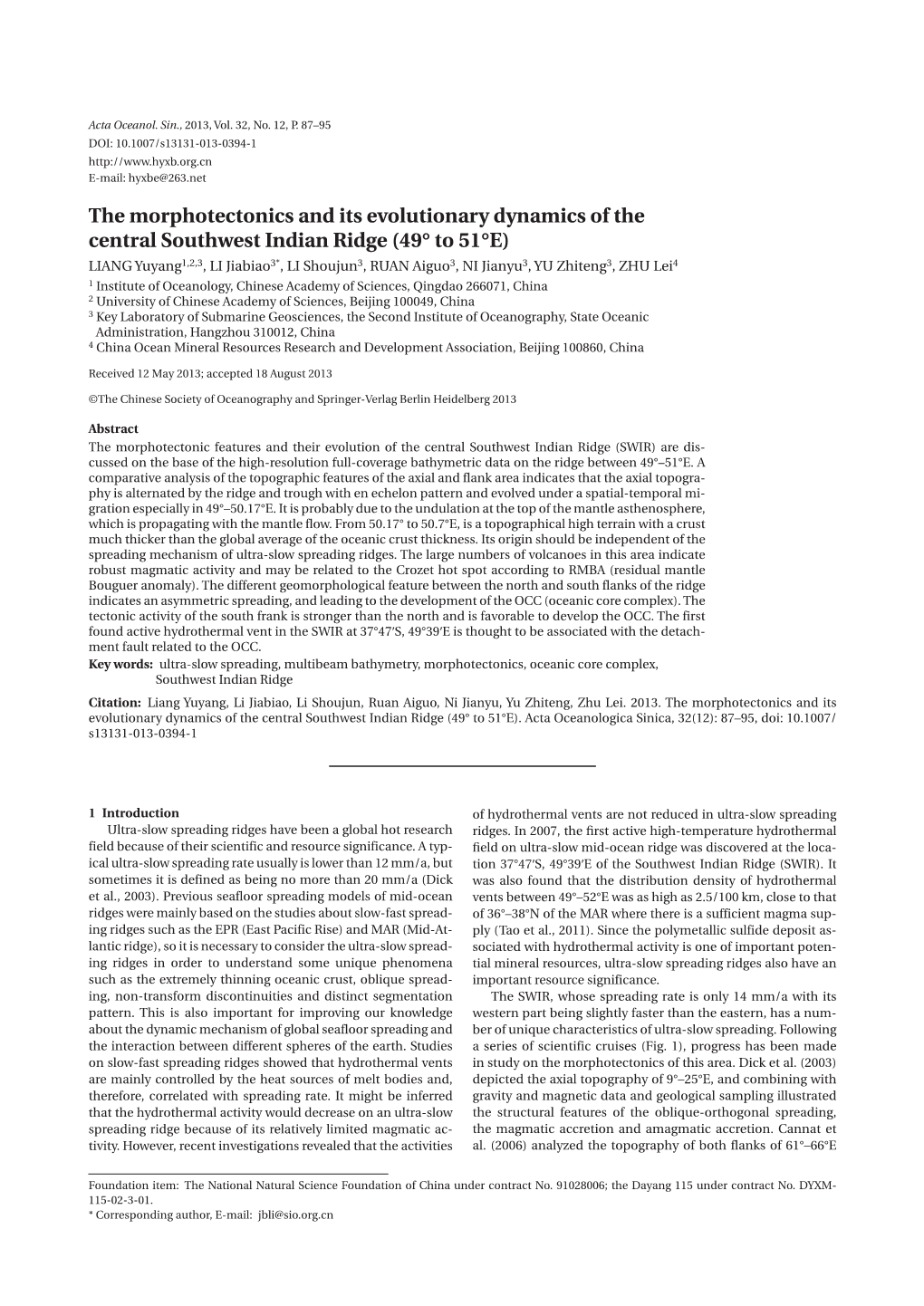 The Morphotectonics and Its Evolutionary Dynamics of the Central