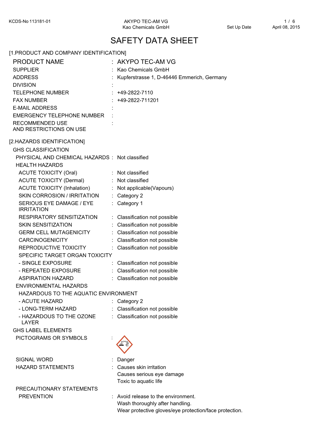 Safety Data Sheet