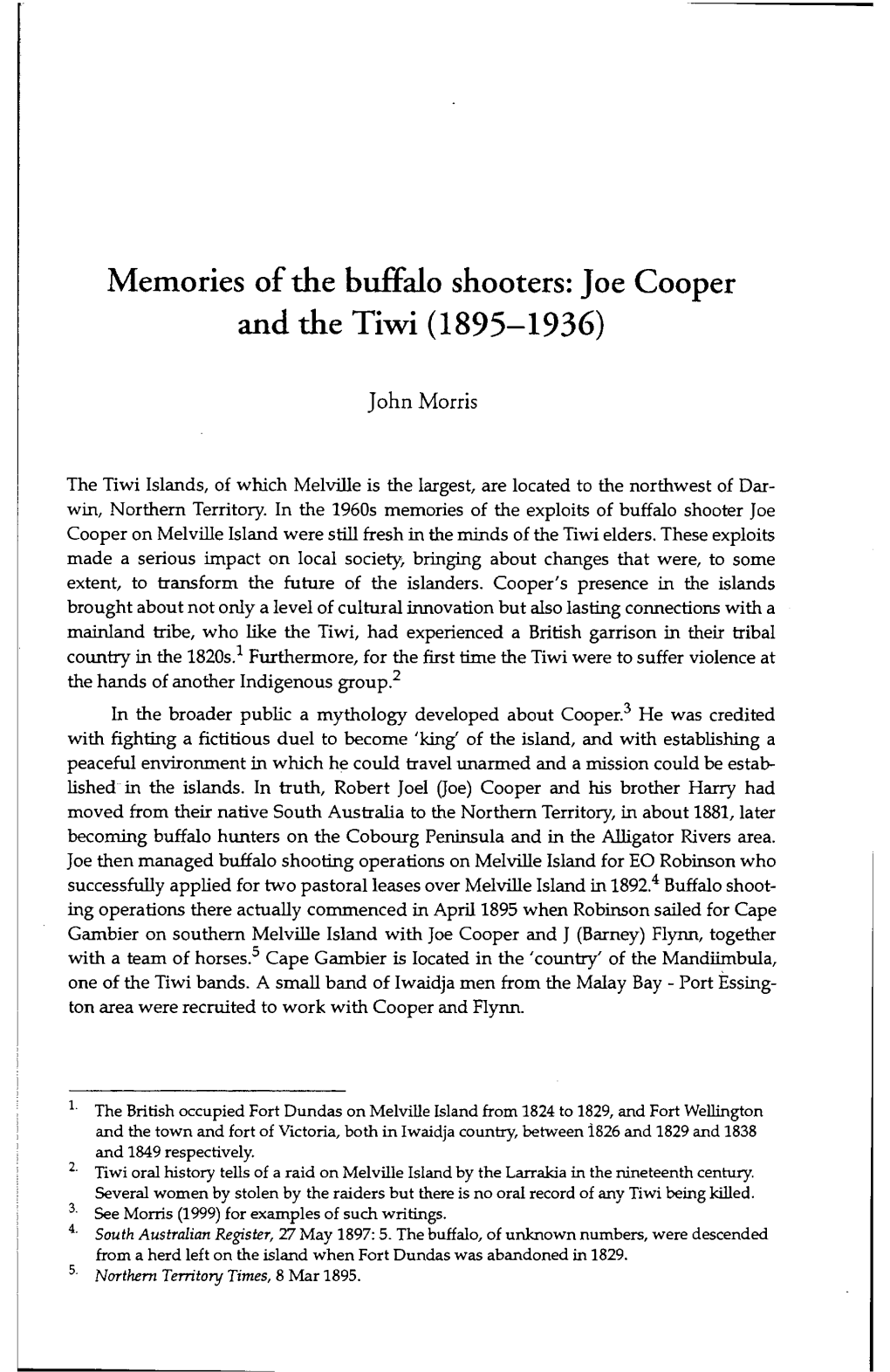 Joe Cooper and the Tiwi (1895—1936)