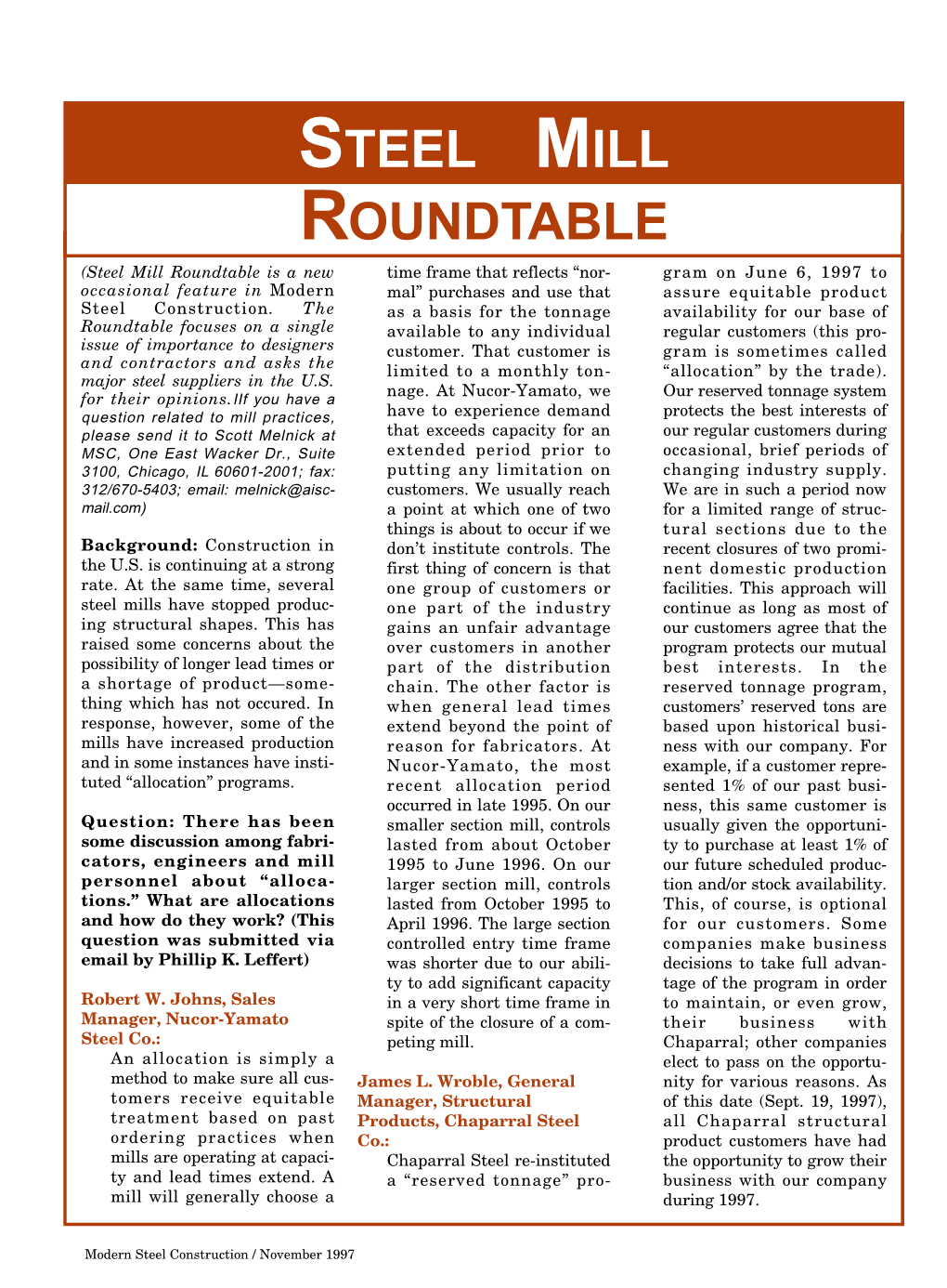 Steel Mill Roundtable