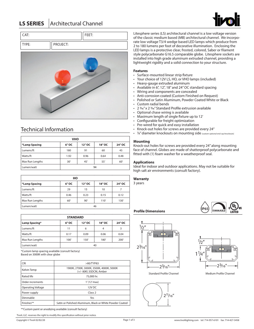 LS SERIES Architectural Channel Technical Information