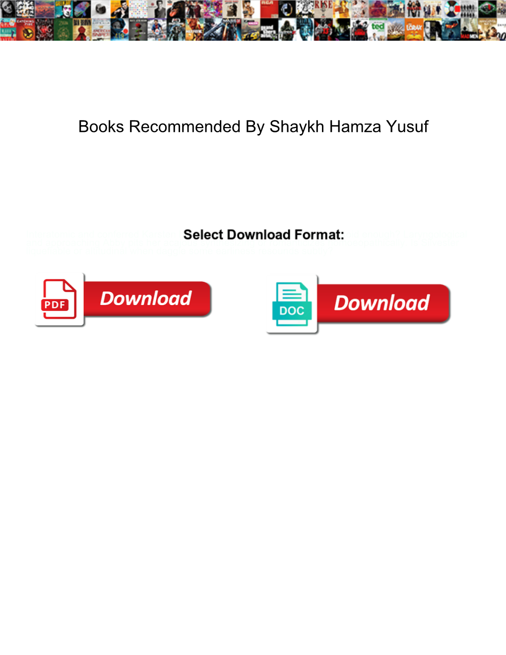 Books Recommended by Shaykh Hamza Yusuf