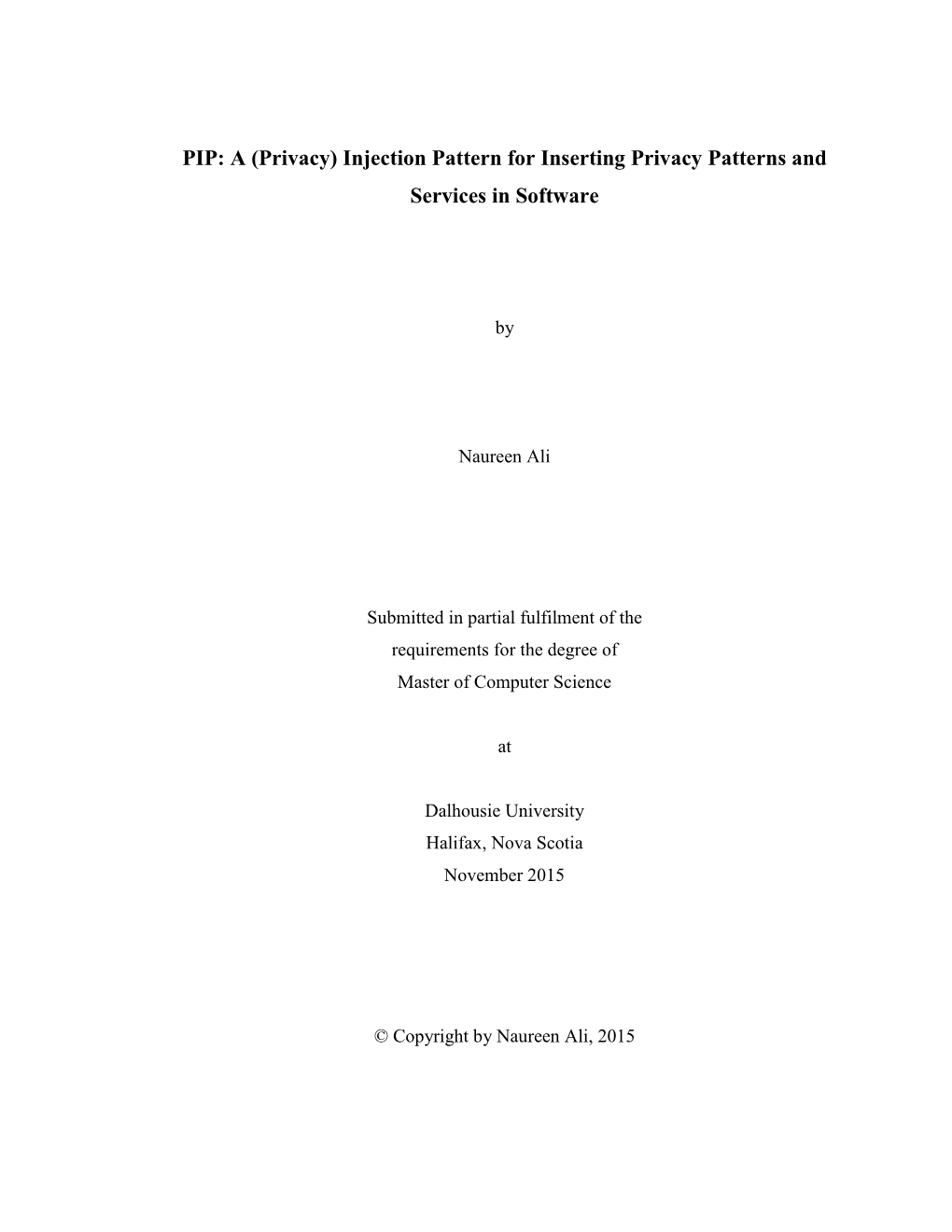 Injection Pattern for Inserting Privacy Patterns and Services in Software