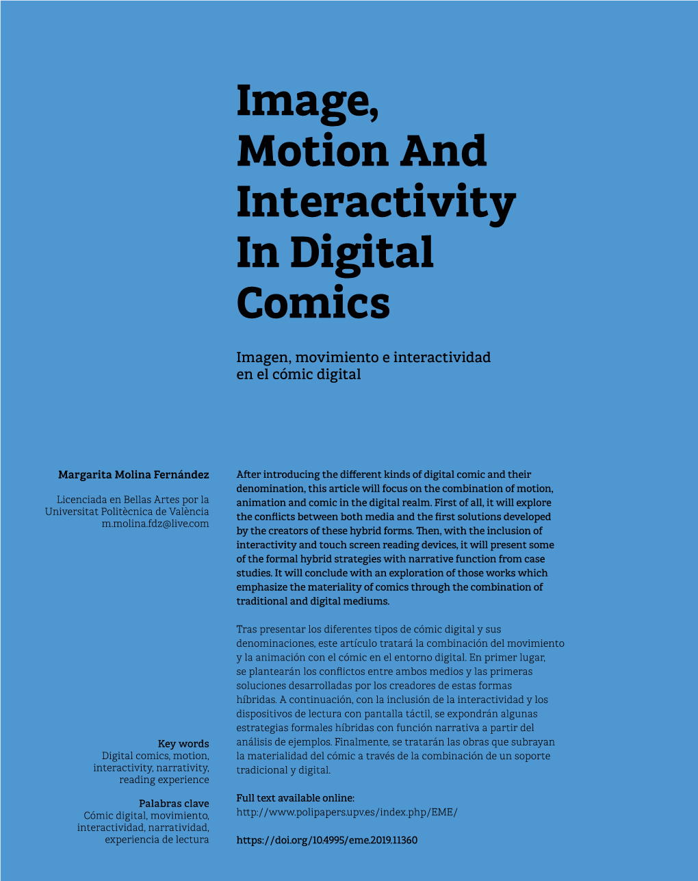 Image, Motion and Interactivity in Digital Comics