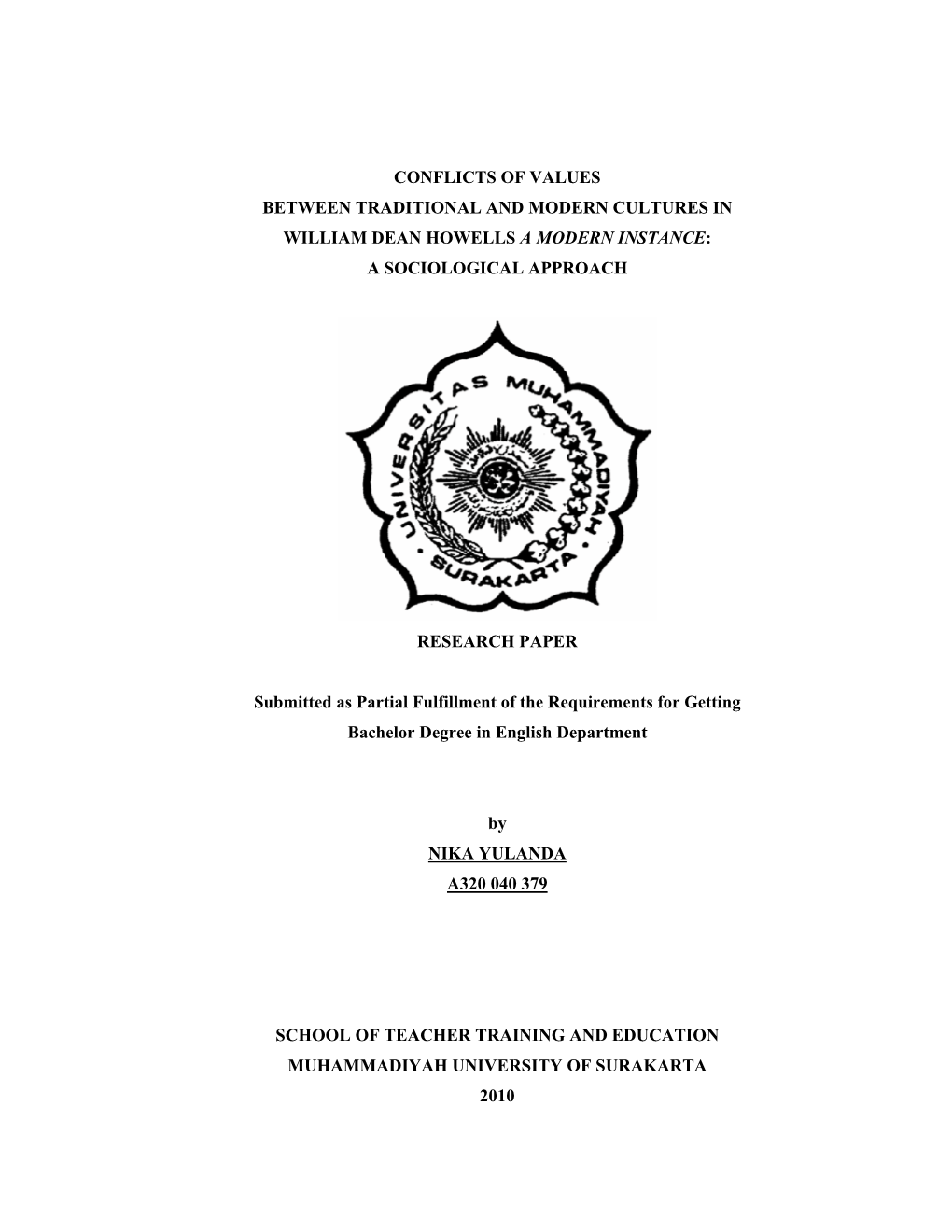 Conflicts of Values Between Traditional and Modern Cultures in William Dean Howells a Modern Instance: a Sociological Approach