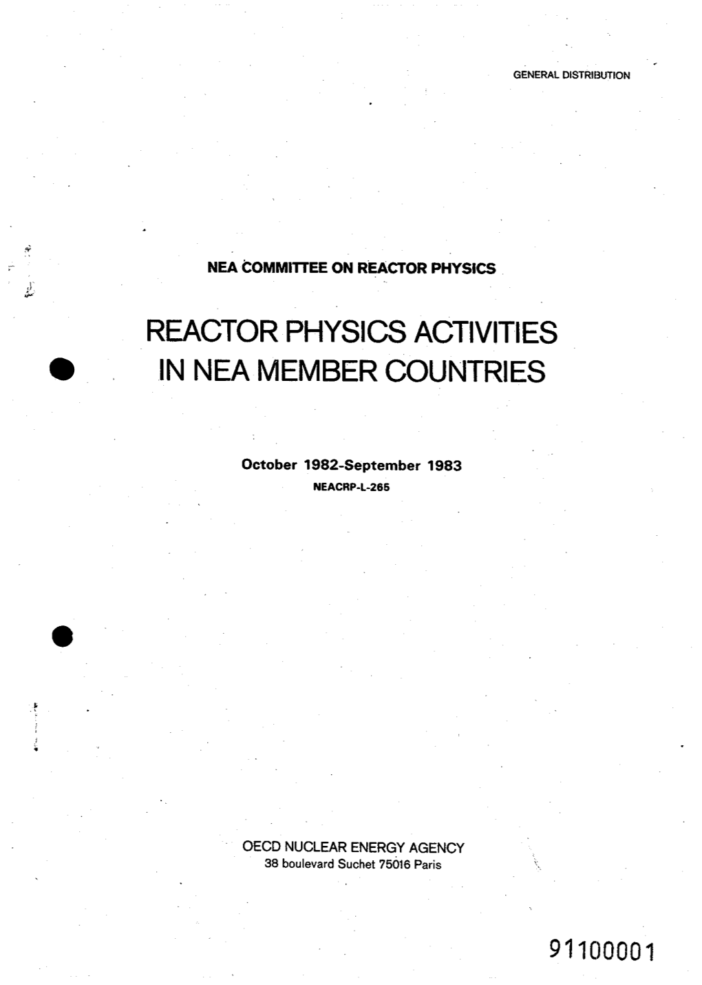 Reactor Physics Activities in Nea Member Countries