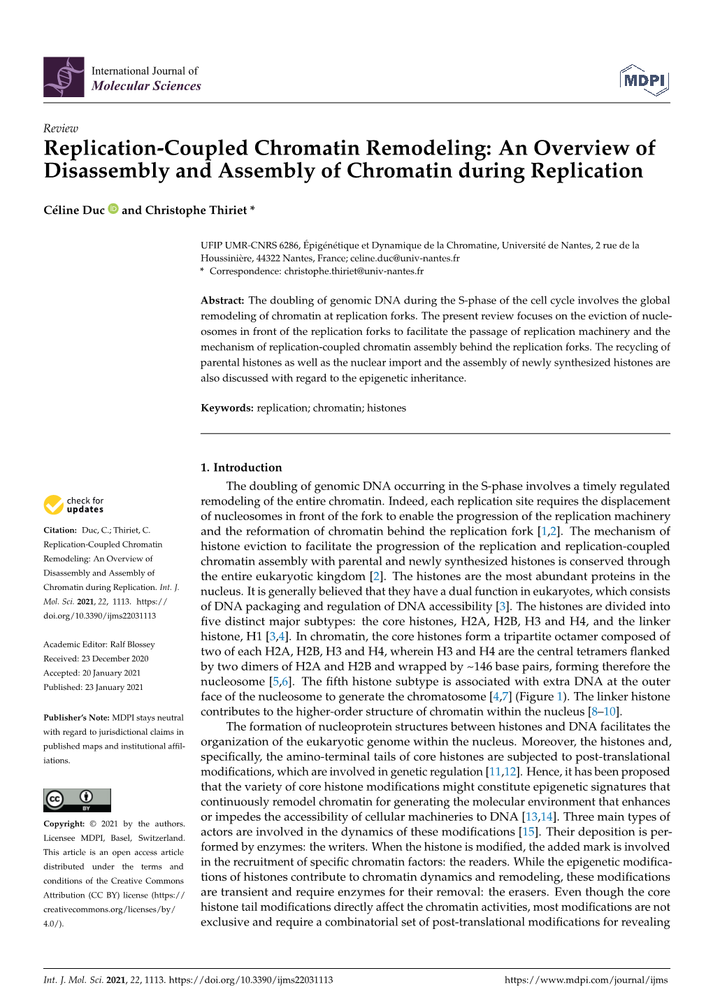 Replication-Coupled Chromatin Remodeling: an Overview of Disassembly and Assembly of Chromatin During Replication