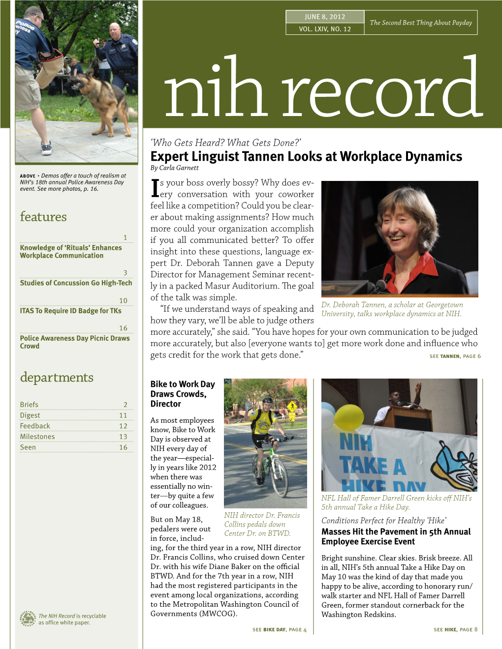 June 8, 2012, NIH Record, Vol. LXIV, No. 12