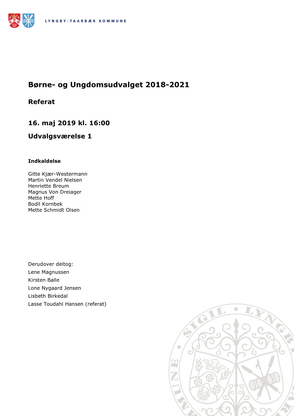 Børne- Og Ungdomsudvalget 2018-2021