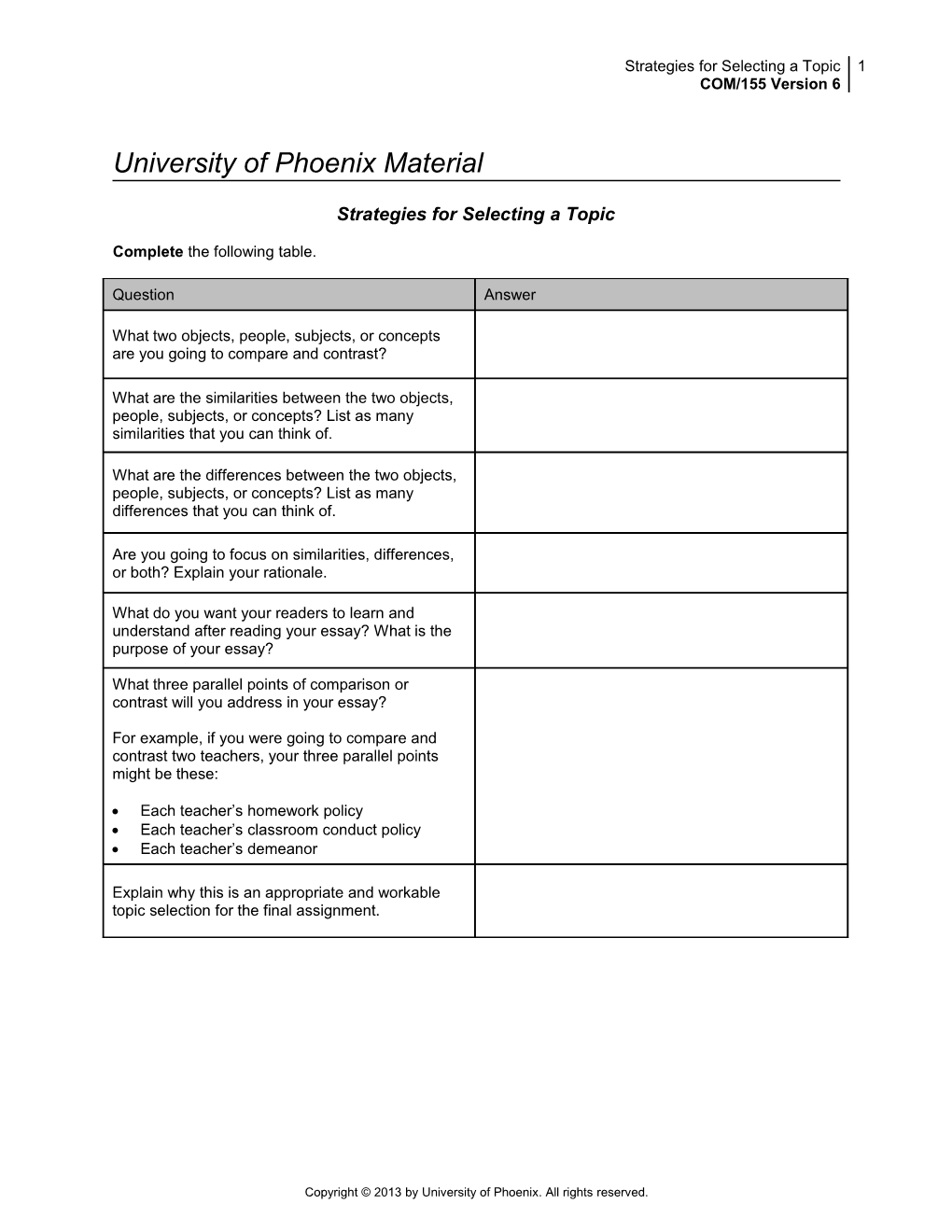 Strategies for Selecting a Topic