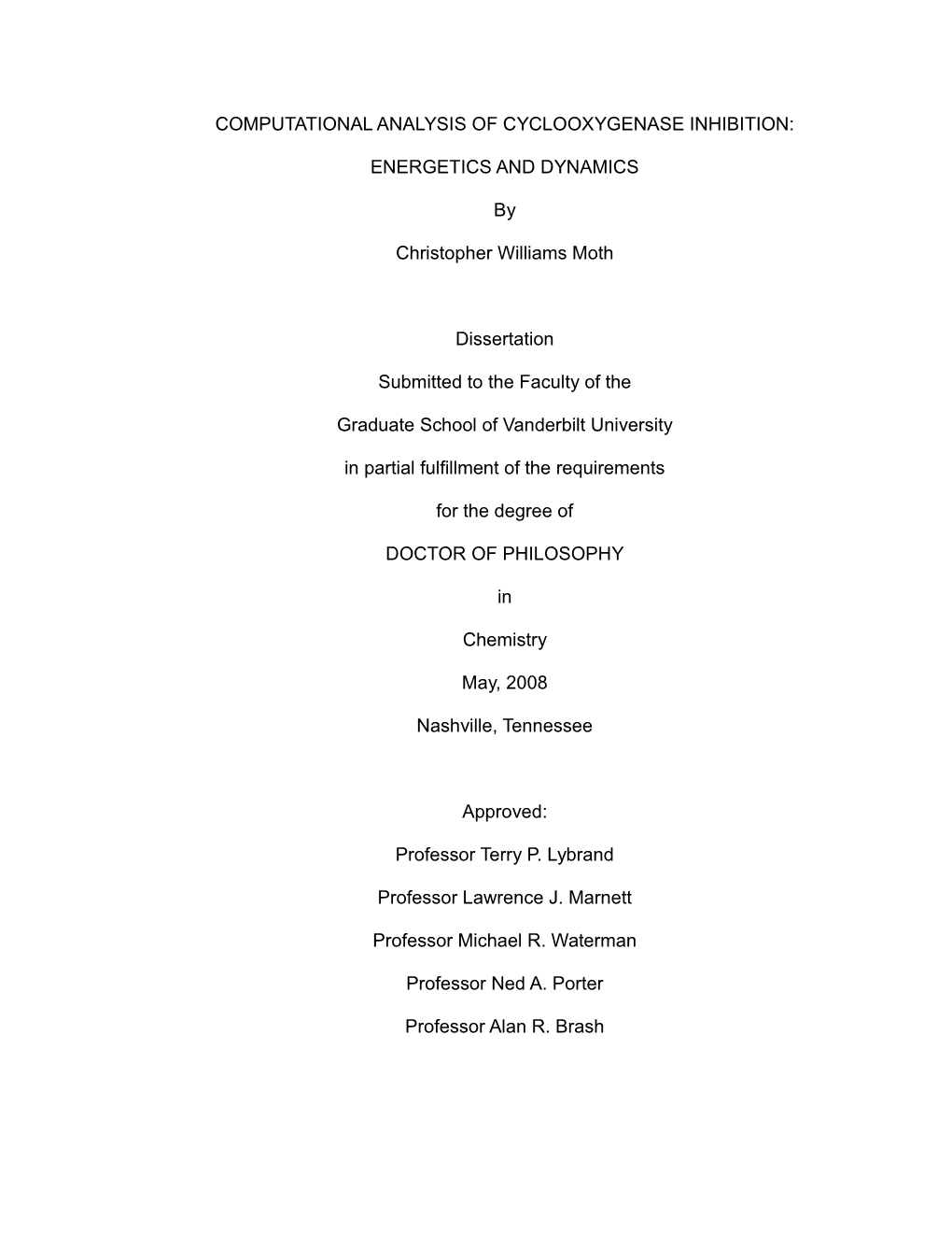 Computational Analysis of Cyclooxygenase Inhibition