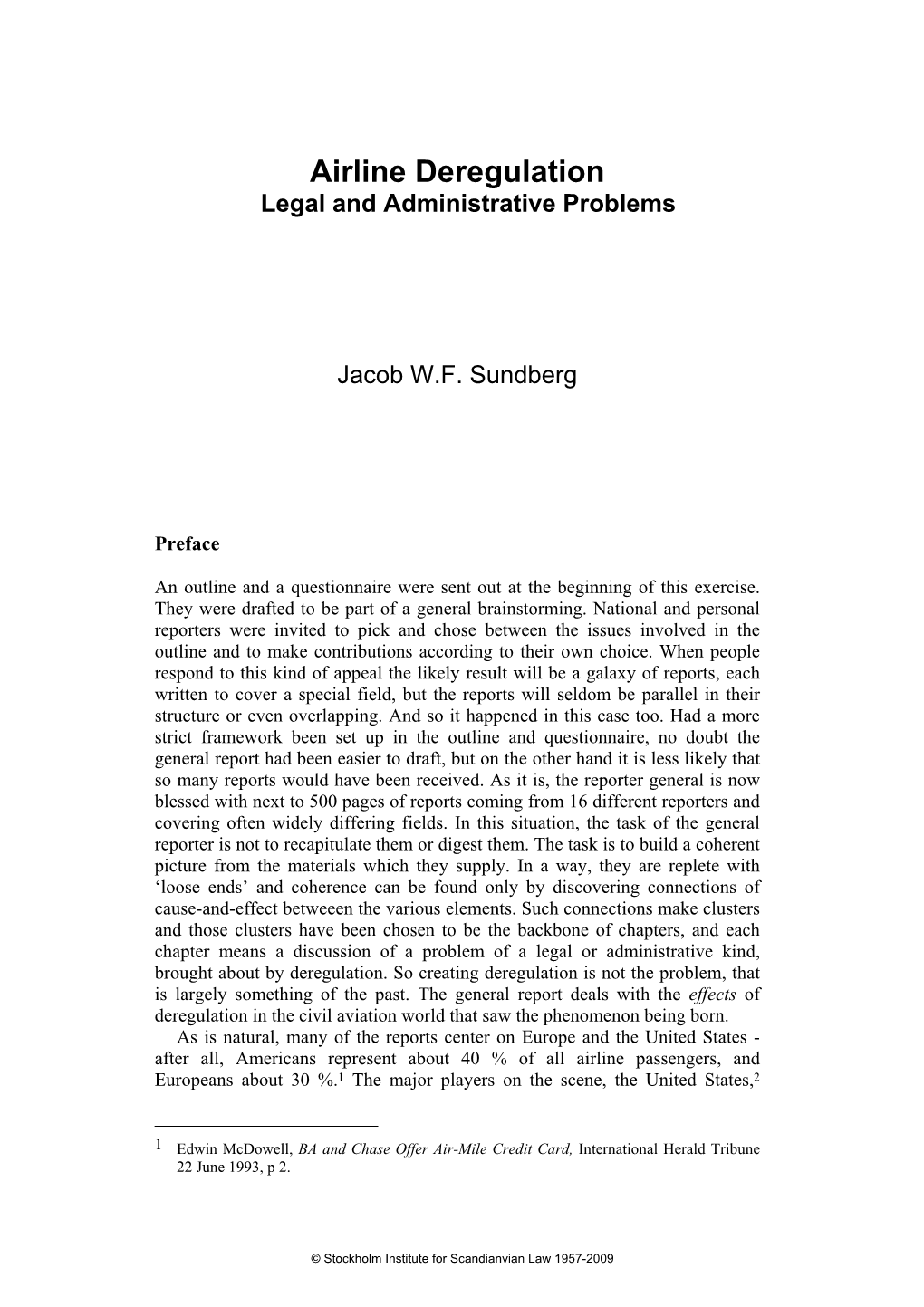 Airline Deregulation Legal and Administrative Problems