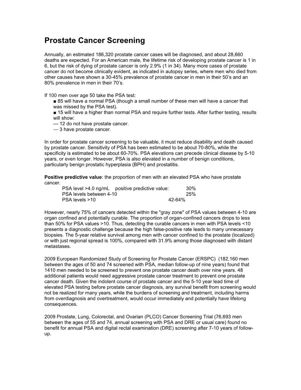 Prostate Cancer Screening